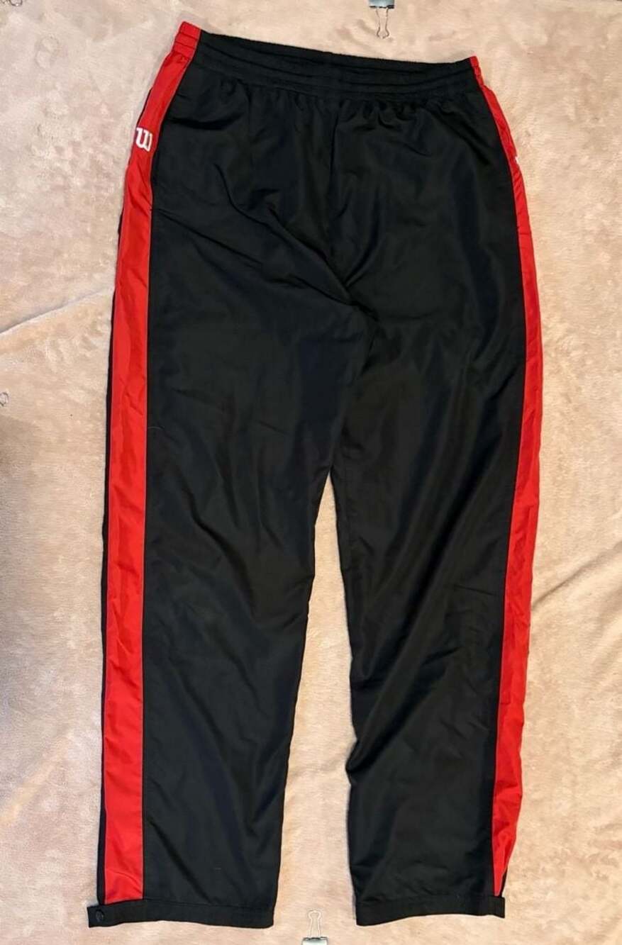 Wilson Vintage Black and Red Nylon Track Pants Men's Size Medium